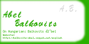 abel balkovits business card